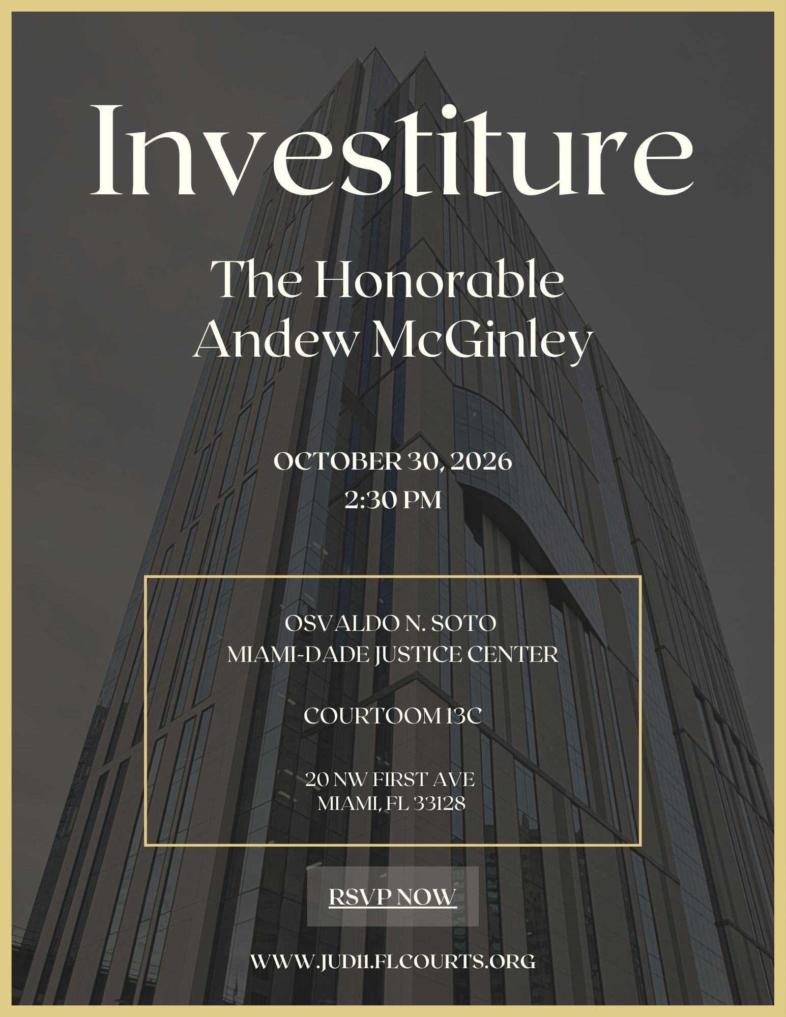 Investiture of the Honorable Andrew McGinley, County Court Judge ← Back to article